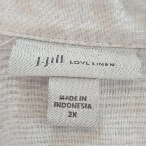 J.Jill Love Linen Womens White Button-Down Shirt Long Sleeve Lightweight 2X - Picture 7 of 9